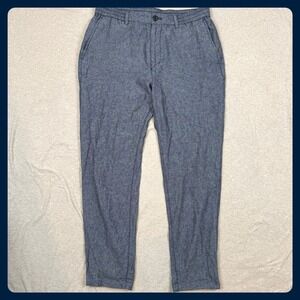 Banana Republic Men Preppy Navy Athletic Linen Blend Chino Pants Size 32x32